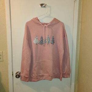 Pink Hoodie with Christmas Tree